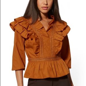 NWT New York and Company V-neck Ruffled Top